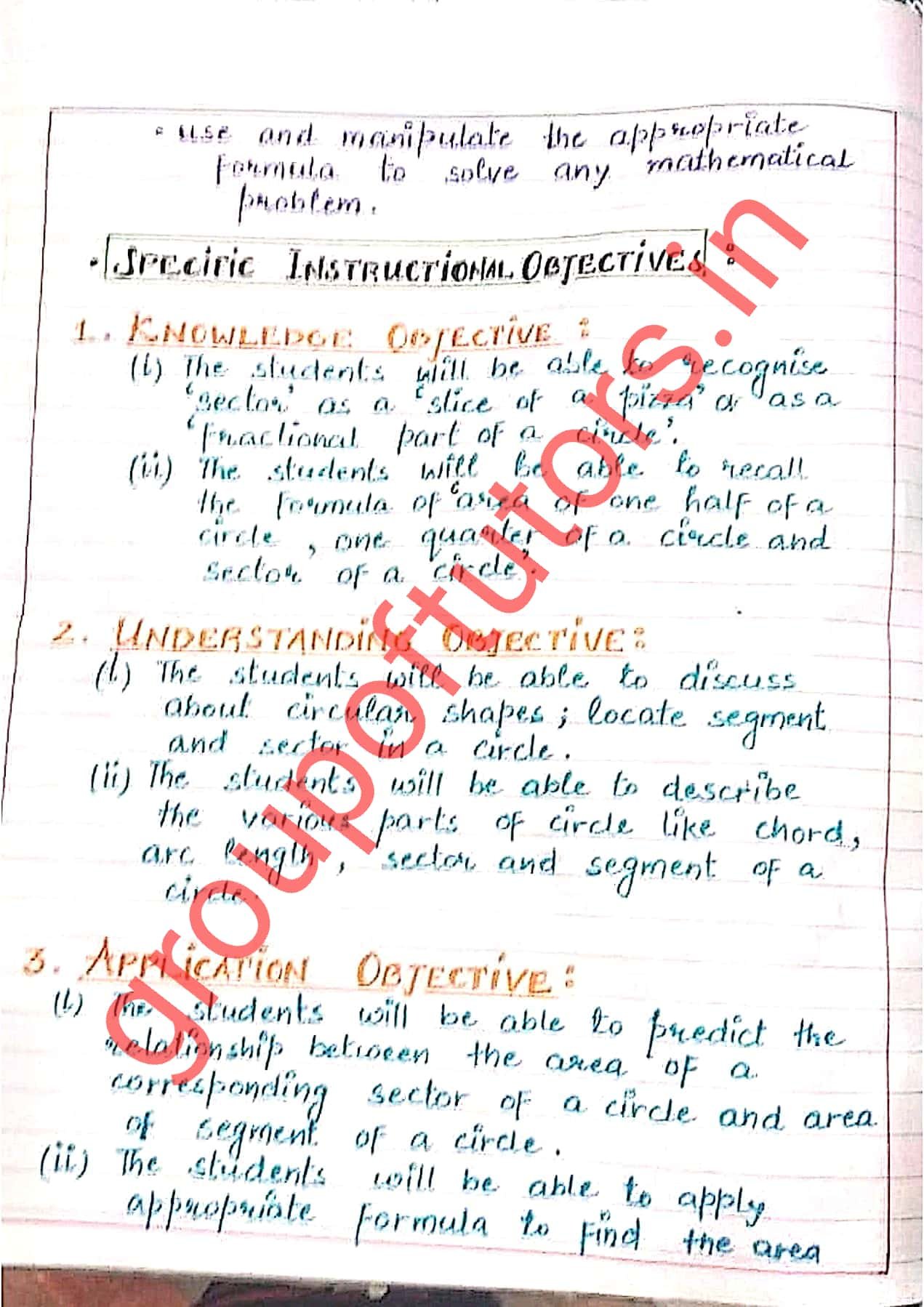 Mathematics Lesson Plans For B.Ed - Download PDF - Group Of Tutors