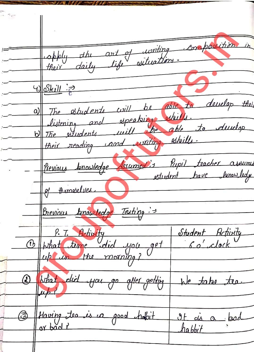 English Lesson Plans For B Ed And Teachers Free Group Of Tutors