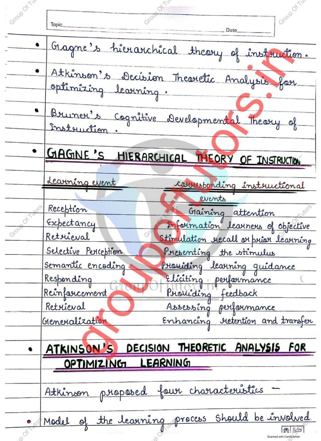 Theories Of Teaching Notes Assignment for B.Ed Group Of Tutors