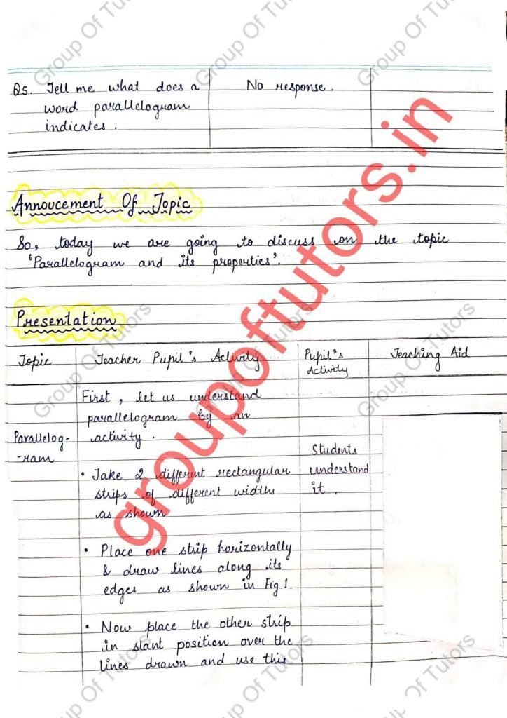 Mathematics Final Lesson Plan For B.Ed Presentation Group Of Tutors