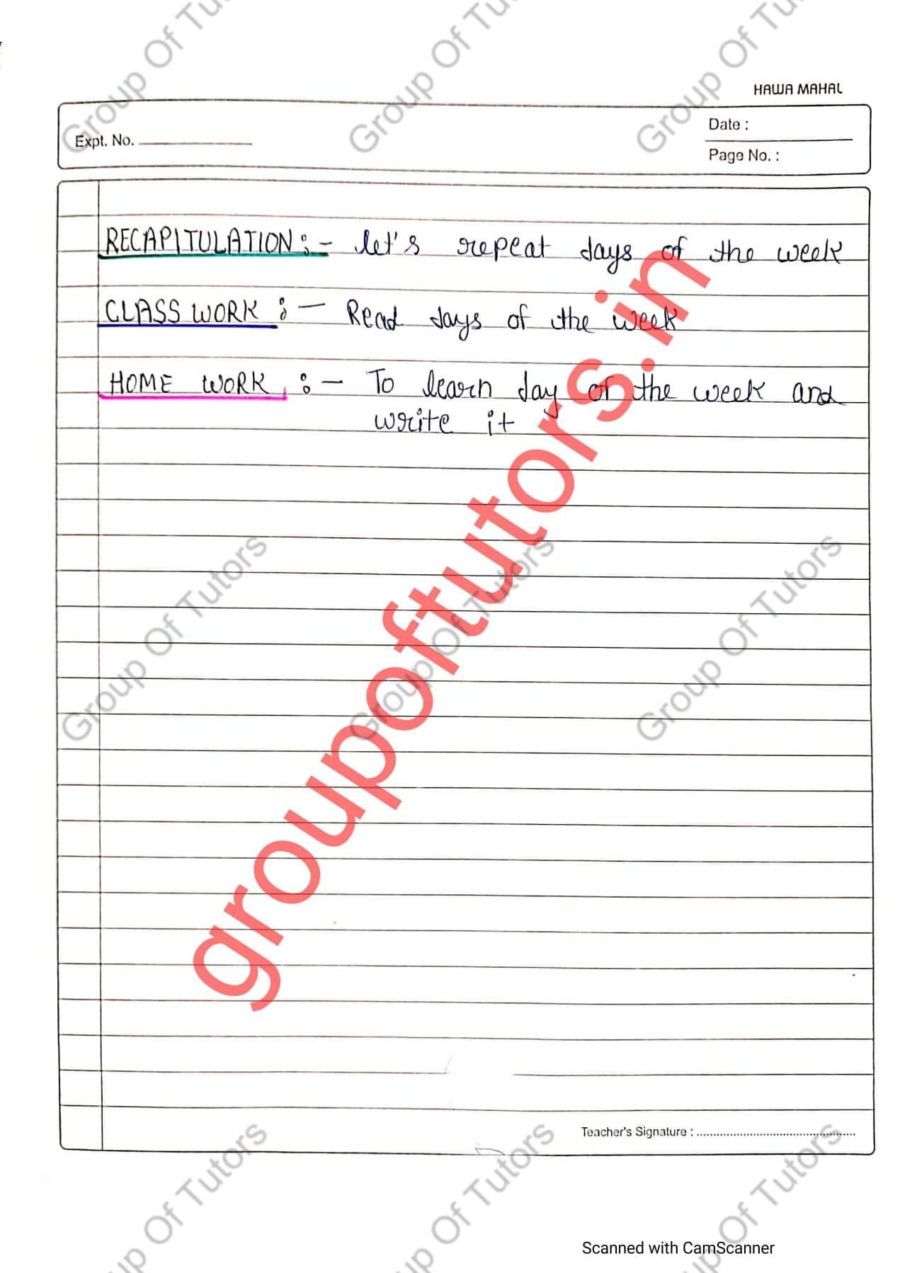 English Lesson Plans NTT for LKG, UKG and Nursery Group Of Tutors