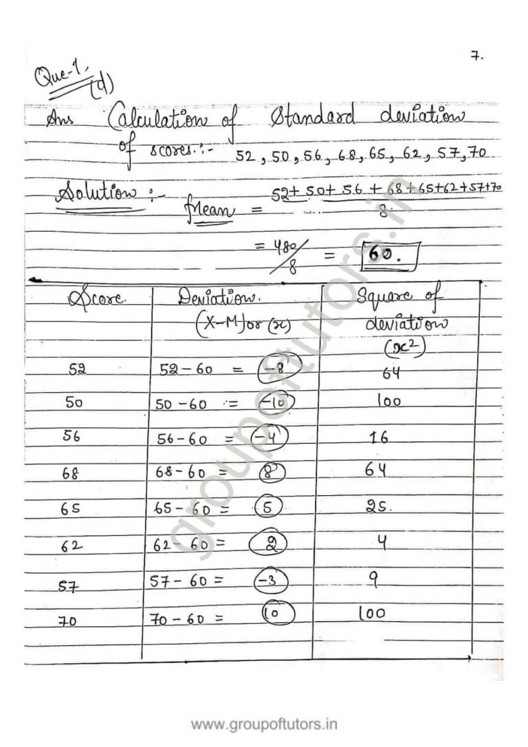 Calculate Standard Deviation B.Ed Notes - Group Of Tutors