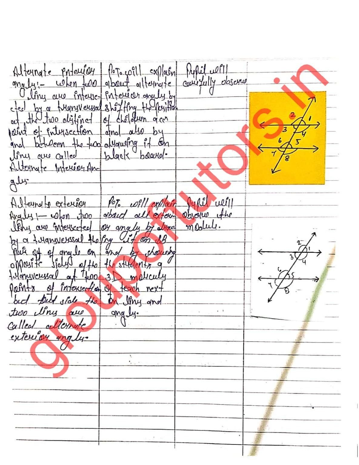 Lines And Angles Lesson Plan Class 7 Group Of Tutors
