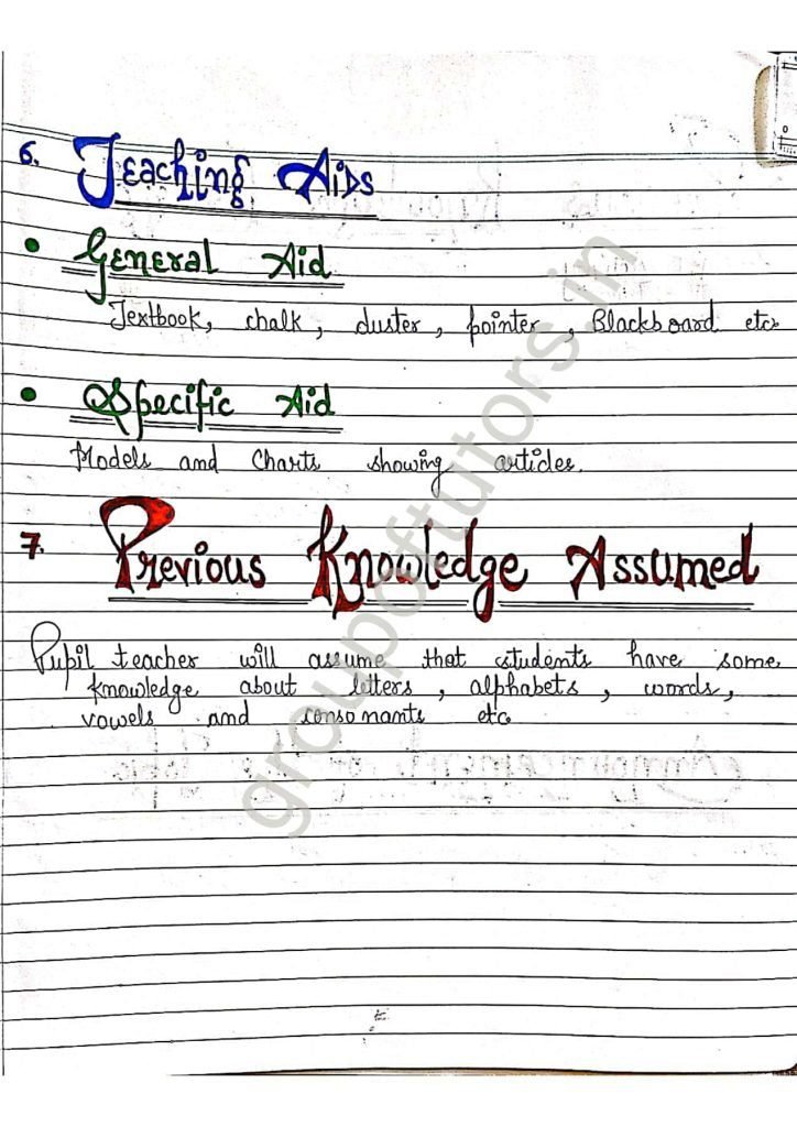 English Grammar Lesson Plan for B.Ed