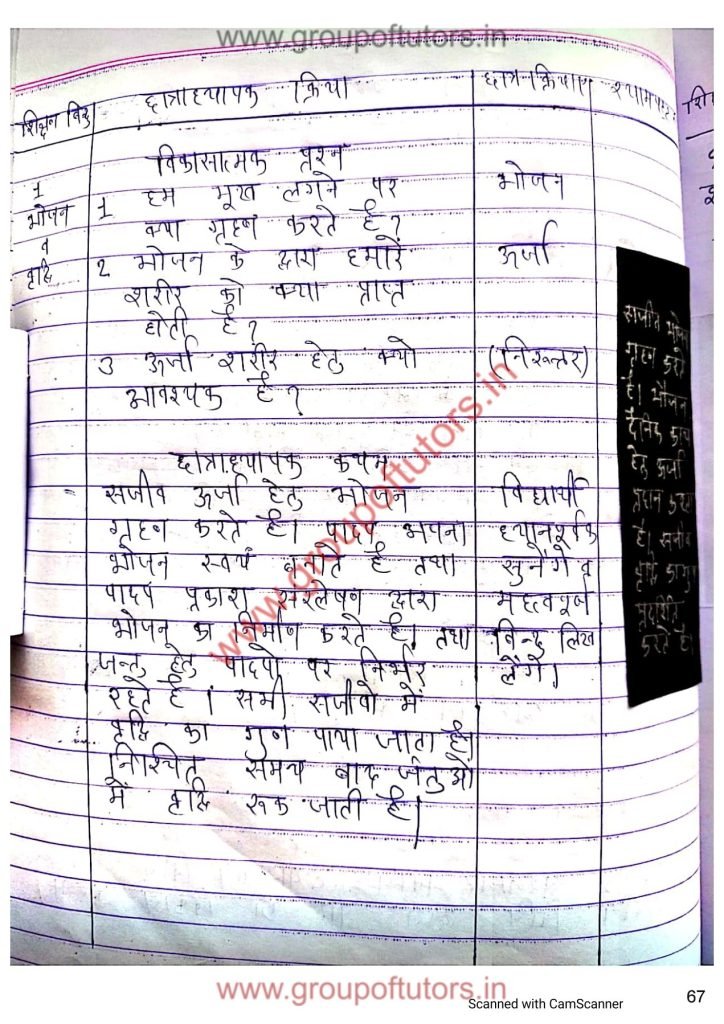 सजीवों के लक्षण पाठ योजना B.Ed LEsson Plans Group OF Tutors Characteristics Of Animals