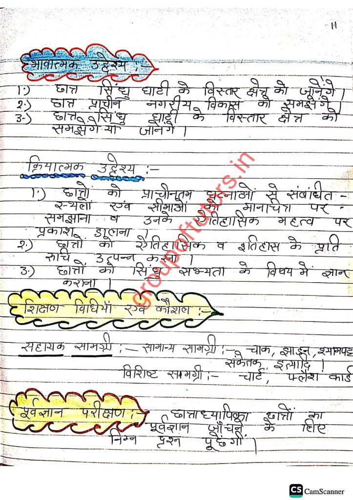 सिंधु घाटी सभ्यता पाठ योजना SST Lesson Plans Group Of Tutors